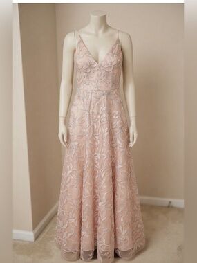 Calvin Klein Blush Pink Floral Lace Maxi Dress